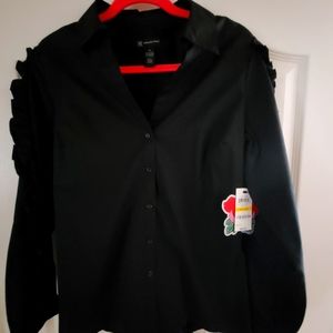 INC button up blouse black New with tags